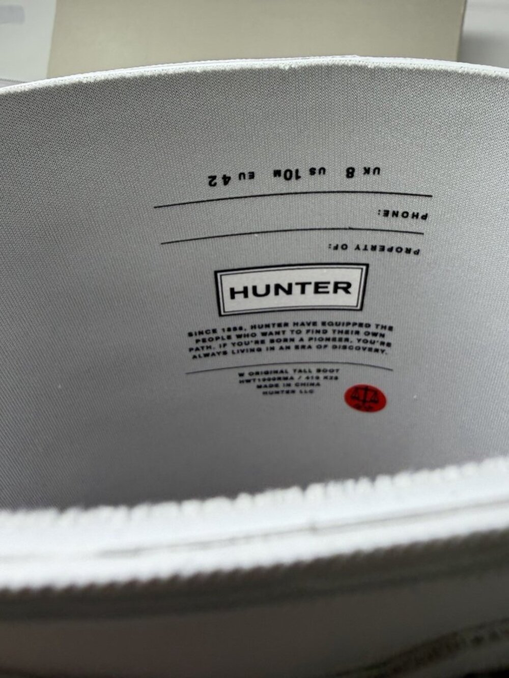 Hunter Boots Women's Original Tall Rain Boots Light Gray Size 10M MSRP $190 - Picture 4 of 7